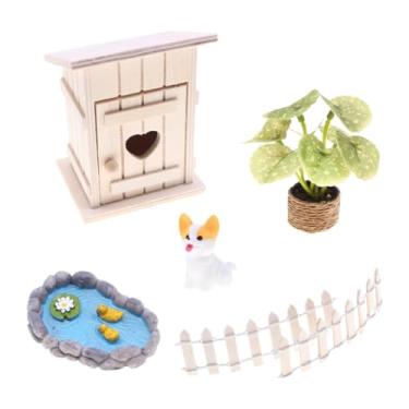 Imagem de Ｂｅｓｇａ Kit inicial de casa de fadas em miniatura com 6 peças, micropaisagem, modelo misto, cachorro, piscina, jardim, mini terrário, faça você mesmo