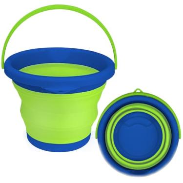 Imagem de Balde de esfregão dobrável de 5L para limpeza, baldes dobráveis com alças para praia, areia, jardim, lavagem de carro, pesca, baldes de limpeza de silicone para uso doméstico, suprimentos de limpeza