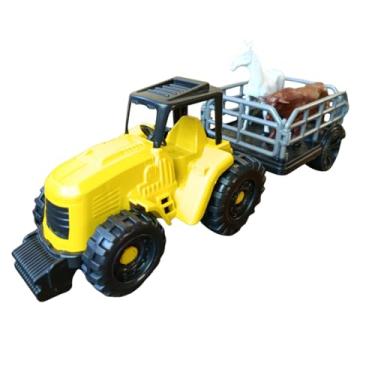 Imagem de Trator de Brinquedo Infantil Fazendeiro Com Animais Menino Menina (Trator Animais)