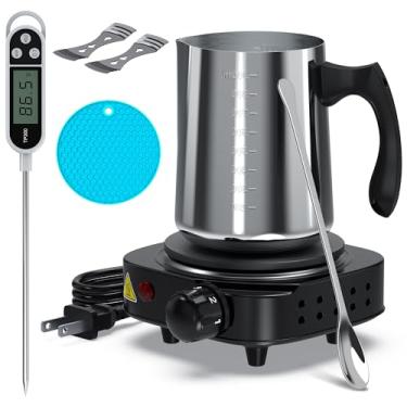 Imagem de Ohcans Kit de fabricação de velas com placa quente eletrônica, kit de fabricação de velas para adultos, suprimentos de fabricação de velas DIY para iniciantes, com pote de 900 ml, colher de mexer