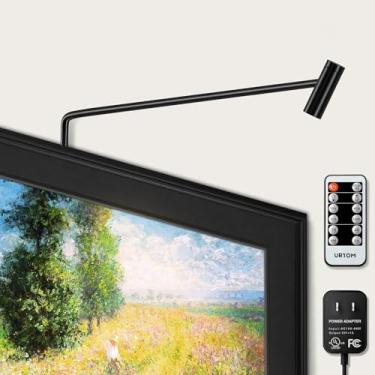 Imagem de URTOM Luz de imagem LED Plug in 120V Art Light com controle remoto e temporizador, luz de moldura regulável para pinturas, 3000K CRI 90 luzes de imagem para galeria de retratos, corpo de latão pintado