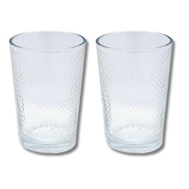 Imagem de Kit 2 Copos Vidro Para Agua Suco 200 ml Arizona Pontilhado - PRATICASA