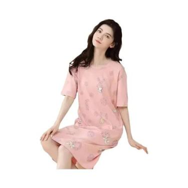 Imagem de Camisola Feminina plus Size De Verão, Folgada, De Manga Curta, Comprim