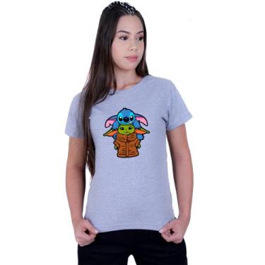 Imagem de Camiseta Baby Look Feminina Lilo Stitch yoda Star Wars - Lafre, Cinza,