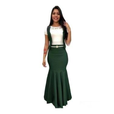 Imagem de Saia Longa Sereia Moda Evangélica Feminina - Miss Flower, Verde musgo,