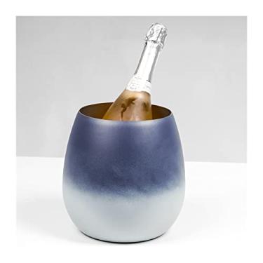 Imagem de balde de gelo para festas balde de gelo moderno balde de champanhe gradiente balde de gelo de aço inoxidável balde de gelo criativo casca de ovo para casa bar recipiente de gelo balde de vinho (cor: B