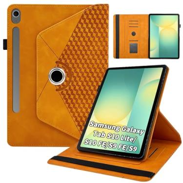 Imagem de Kitzomi Capa rotativa para Samsung Tab S10 Lite /S10 Fe/S9 Fe 10,9 polegadas/S9 Tab 360° com suporte de visualização multiângulo para despertar/hibernar, capa protetora de couro PU empresarial