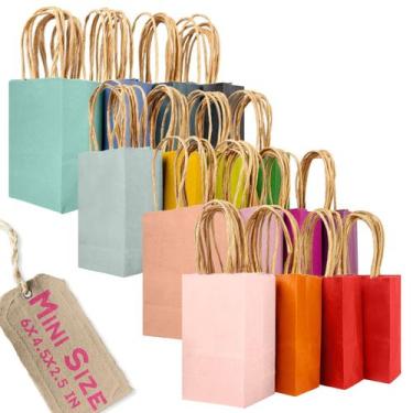 Imagem de Sacos de presente qiqee Mini Paper com alças 32 peças de 6x11,5 x 6,5 