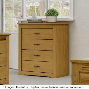 Imagem de Cômoda para Quarto 4 Gavetas em Madeira Maciça Florença Imbuia - Strau