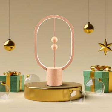 Imagem de GLAMIGHT Lâmpada Heng Balance, luminária de cabeceira de cor de madeira para mesa de cabeceira de quarto, luminária de mesa LED de leitura de cabeceira, regulável de 6 vias, design minimalista, luz