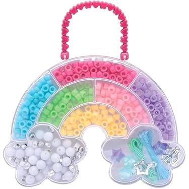 Imagem de Kit de Miçangas para Bijuterias, 500 Peças Coloridas com Maleta, Pingentes e Cordões