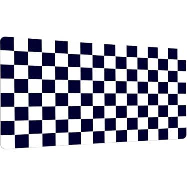 Imagem de Idocolors Tapete de mesa quadriculado preto quadriculado, lindo teclado estendido para jogos, tapete de mouse grande para mesa de escritório, tapete de mesa de couro antiderrapante, protetor de mesa