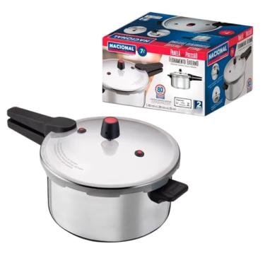 Imagem de Panela de Pressão 7 Litros Fechamento Externo – Alumínio Polido, Cabo Resistente em Baquelite, Segurança e Rapidez, Nacional