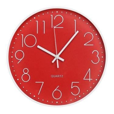 Imagem de Relógio de parede Bakbrand Non-Ticking Silent, mostrador vermelho de 3