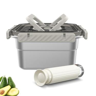 Imagem de Seladora a vácuo com recipiente de armazenamento de alimentos de aço inoxidável com alça | Recipiente multifuncional selado a vácuo para alimentos saudáveis, armazenamento portátil de alimentos para