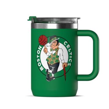 Imagem de Hydrapeak Caneca de café isolada Boston Celtics 510 g oficialmente licenciada pela NBA com tampa, copo de café de aço inoxidável isolado, sem BPA, parede dupla com alça, caneca de chá