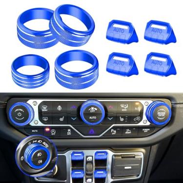 Imagem de 8 peças de capas de botão para acessórios Jeep Wrangler JL JLU 2018-2024 2025 e Gladiator JT 2020-2024 2025 capa de botão de interruptor de janela volume sintonia rádio ar condicionado anéis de tampa