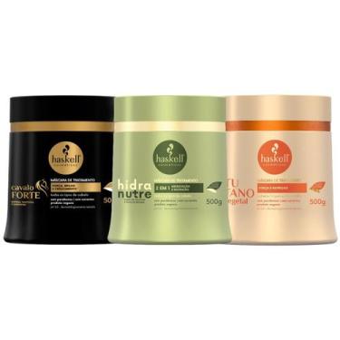 Imagem de Kit Cronograma Haskell Cabelos Frágeis Cavalo Forte + HidraNutre + Tut
