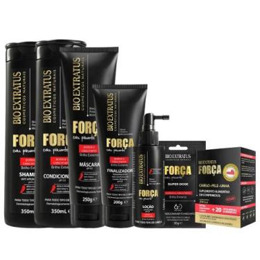 Imagem de Kit Força com pimenta 7 itens 1 Shamp 1 Cond 350ml 1 Másc 250ml 1 Fina