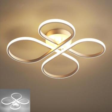 Imagem de Luminária de teto moderna LED para quarto infantil, luminária de teto com design de arte em anel, luminária de teto para quarto de bebê, iluminação com controle remoto regulável, lustre deco