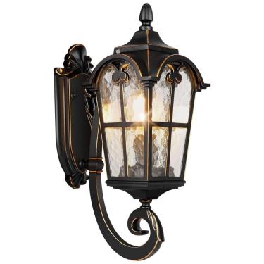 Imagem de Arandela Luminária Clássica Externa de Parede à prova dágua, Base E26, 1 Unidade, PARTPHONER PA1143, Preto