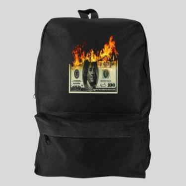 Imagem de Mochila Bolsa Masculina Basica Escolar Pega a Visão Estampado Fogo Dollar-Masculino