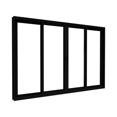 Imagem de Janela de Alumínio de Correr 2 Folhas Móveis e 2 Folhas Fixas 120x150cm Lucasa Ideale Preto