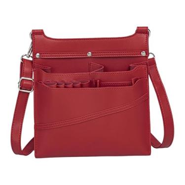 Imagem de harayaa Bolsa para tesoura de cabeleireiro, bolsa para tesoura de barbeiro, ferramenta de estilista com alça de ombro, presente, estojo para de barbeiro, para, Vermelho