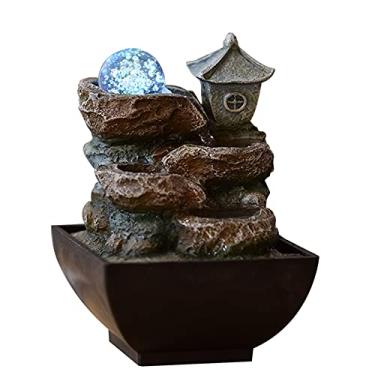 Imagem de Fonte de mesa fonte de mesa fonte de mesa de resina interior característica de água interior para quarto escritório sala de estar sala de jantar fontes de secretária de 7 polegadas