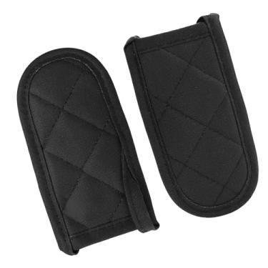 Imagem de 2 peças de manga de cabo de ferro fundido, capas de alça de frigideira de ferro fundido preto, capa de suporte de alças resistentes ao calor para cozinha e utensílios de cozinha