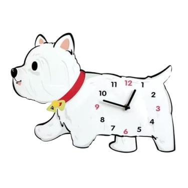 Imagem de predolo Relógio de parede com desenho animado, decoração de parede, relógio pendurado, decoração criativa, adorável, cachorro, silencioso, para quarto, quarto