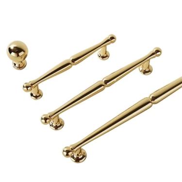 Imagem de Armário moderno liga de zinco preto dourado puxadores e puxadores de armário de cozinha puxadores de gaveta puxadores de porta de guarda-roupa ferragens de móveis 2 peças (ouro brilhante 96 mm)