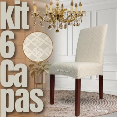 Imagem de Kit 6 Capas de Cadeira Linha Gold Grega - Creme - OK Darling
