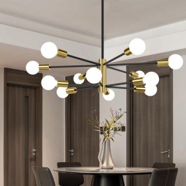 Imagem de Candelabro BeSlowe de 12 luzes em ouro preto moderno ajustável