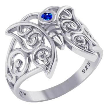 Imagem de Anel Borboleta Celta Pura Prata 925 Safira - Exclusivo - Tudo Prata, 1