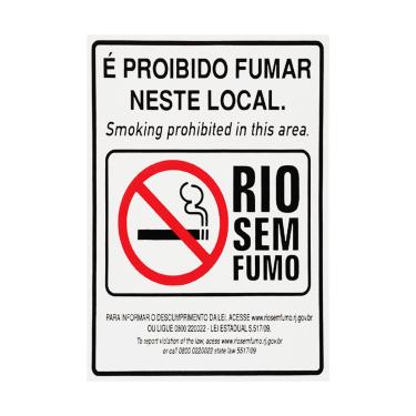 Imagem de Placa De Sinalização É Proibido Fumar Neste Local Rio Sem Fumo 20x25 Acesso - P-5/4 F9e