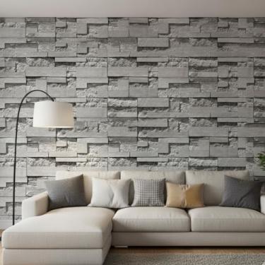 Imagem de Papel de Parede Adesivo 3D Pedra Natural, PVC Autocolante, Cinza, 5 Metros x 45cm, Decoração Moderna para Sala, Quarto e Escritório
