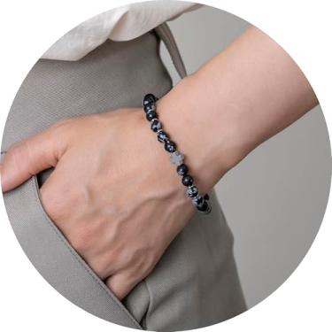 Imagem de Pulseira de contas para homens e mulheres, pulseira elástica com detalhes cruzados, contas empilháveis, joias unissex para uso diário, 19.5cm, Miçanga, Sem Pedra Preciosa