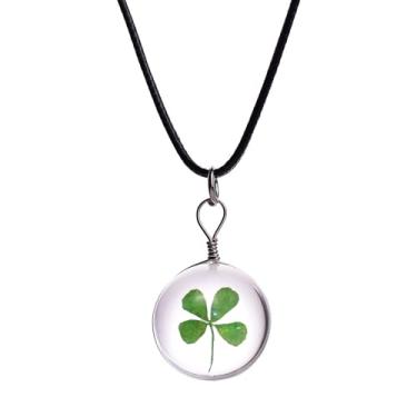 Imagem de Colar de trevo de quatro folhas, pingente de trevo da sorte, joia moderna para mulheres, One Size, Aço inoxidável, Sem Pedra Preciosa