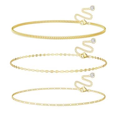 Imagem de Foxgirl Correntes de cintura douradas para mulheres, banhado a ouro 14K, corrente de barriga em camadas, ajustável, à prova d'água, sexy, biquíni, contas de satélite, corrente de verão, não mancha