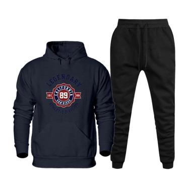 Imagem de Conjunto Moletom Estampado Plus Size Masculino Blusa Canguru Para o Frio e Calça Quentinha Macia