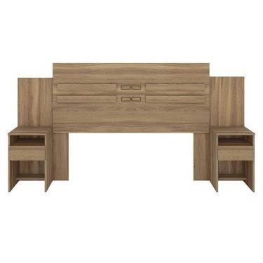 Imagem de Cabeceira Cama Casal Extensível Triunfo Com 2 Mesas De Cabeceira Amêndola - Demóbile Amêndola