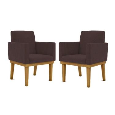 Imagem de Kit 02 Cadeiras C/Base Mesa/Estudos Poltrona marrom