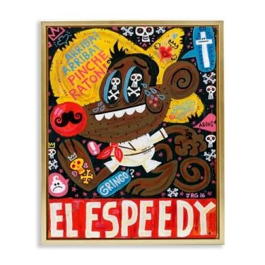 Imagem de Stupell Industries El Speedy Culture Collage Brown Framed Floater Canvas Wall Art, design por Jorge R. Gutierrez, 21 x 17