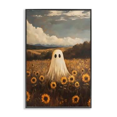 Imagem de Stupell Industries Ghost In Sunflower Field Black Framed Giclee Art, design by Arlington Prints, 76 x 50 cm
