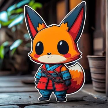 Imagem de Adesivo de Parede Anime Monstros Fofinhos E Armaduras Tradicional Japonesa para Quarto Infantil 40x40cm