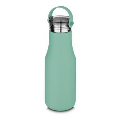 Imagem de Garrafa Térmica Inox 500ml com Isolamento a Vácuo, Tampa Rosqueável, Alça de Silicone e Pintura a Pó – Parede Dupla, Mantém Bebidas Quentes e Frias (VERDE)