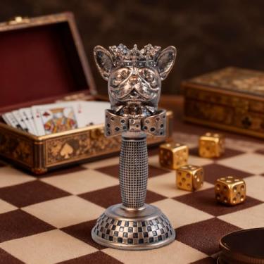 Imagem de Suporte de castiçal de animal coroado de cobre quadriculado cônico, decoração de resina gótica eclética para mesa de cornija, prateleira de casa, mesa de trabalho, decorações de Natal de Halloween