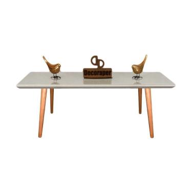 Imagem de Mesa De Centro Retangular Com Vidro 80x50 Off White