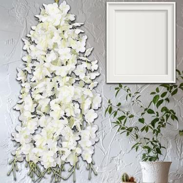 Imagem de 10 pçs/saco, decoração de vime, flores artificiais para pendurar na parede, haste falsa, flor de glicínia faça você mesmo, decoração de fundo de casamento (branco leitoso, 60 cm)